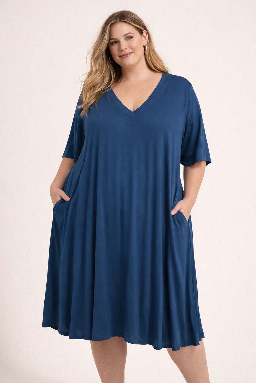 Flutter, boutique, brand clothing, plus size 2x blue dress pockets